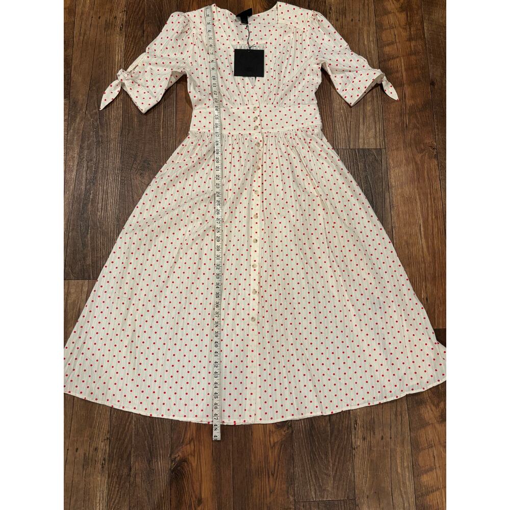 NWT Night Walker Ludlow Off White Dress with Red Polkadots Cottagecore size S
